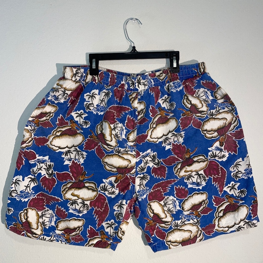 Vintage Uniform Code Hawaiian Beach Shorts Large